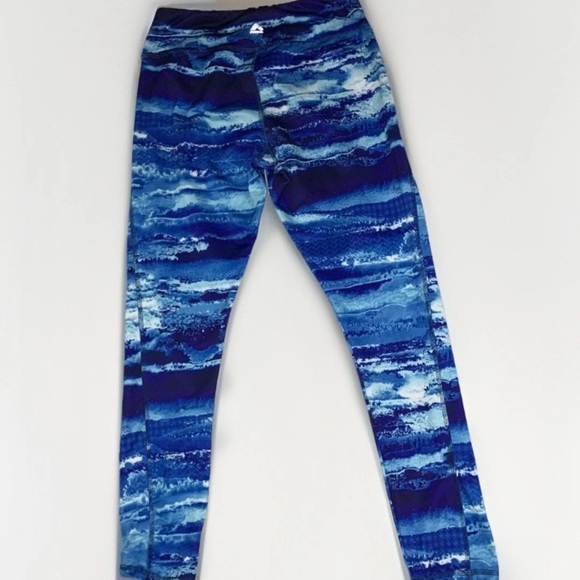 RBX Active Women’s Leggings Size Large Ocean Blue & White Yoga Workout Pants - Picture 2 of 6